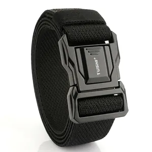 Men Tactical Nylon Belt With Zinc Alloy Quick Release Buckle Outdoor Hiking Military Style Breathable Woven Canvas Waist Belt