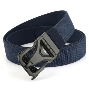 Men Tactical Nylon Elastic Belt With Zinc Alloy Automatic Buckle Quick Release Outdoor Sports Business Casual Waist Strap