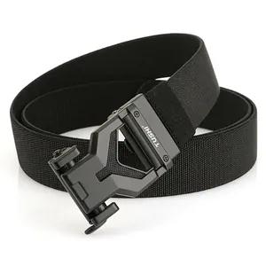 Men Elastic Woven Belt With Zinc Alloy Automatic Buckle Holeless Adjustable Tactical Style Casual Outdoor Business Belt