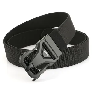 Tactical nylon elastic belt with black automatic metal buckle for outdoor business training