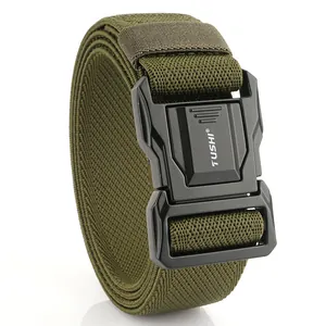 Tactical nylon belt with quick release alloy buckle and durable olive green webbing