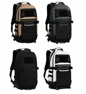 Tactical assault backpacks shown in four colors with laser-cut MOLLE systems