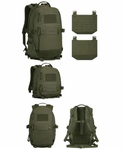 Detailed view of Ranger Green tactical backpack with MOLLE system and mesh padding