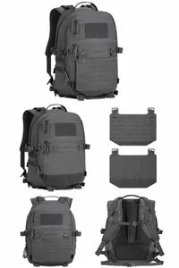 Wolf Grey tactical backpack with MOLLE system and laser-cut modular panel for hiking