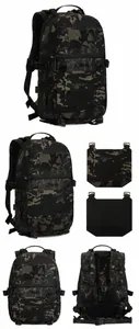 Tactical backpack in Black Multicam with MOLLE system and expansion accessory panels