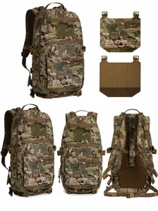 Tactical backpack with all-terrain camouflage, laser-cut MOLLE system and ergonomic back panel