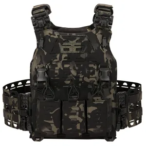 Modular Tactical Vest Plate Carrier With Laser Cut MOLLE System 500D Nylon Quick Release Vest For Outdoor Shooting Training