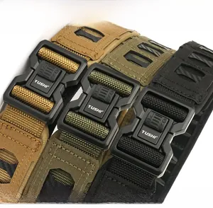 Zinc alloy buckle and heavy-duty nylon webbing detail on tactical utility belts