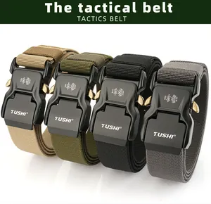 Tactical nylon stretch belts in four colors with quick-release metal buckles
