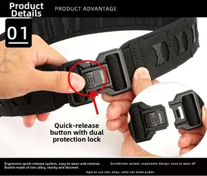 Detail of 5CM tactical nylon belt showing the zinc alloy buckle quick release mechanism