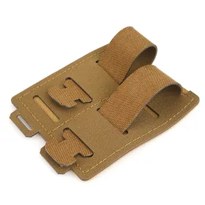 Coyote brown tactical Molle patch base with elastic loops and laser cut nylon panel