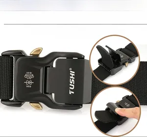 Detail of 3.8cm tactical nylon belt with quick release aluminum alloy buckle