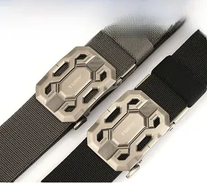 Detailed view of heavy duty nylon tactical belts with durable alloy buckles in two colors