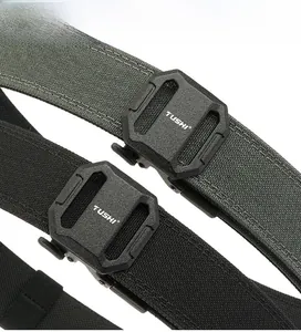 Detail showing tactical nylon belt with built-in PE film support and plastic buckle