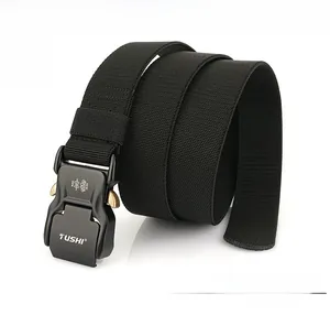 Detail of 3.8cm tactical stretch nylon belt with quick release aluminum alloy buckle