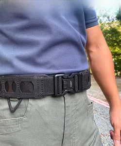Tactical nylon belt set with quick-release metal buckle and triangular D-ring