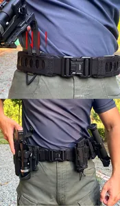Tactical MOLLE belt with metal quick-release buckle and nylon webbing gear attachment