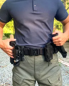 Tactical nylon belt set with quick-release metal buckle and modular MOLLE accessories
