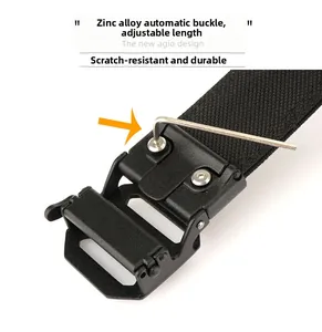 Close-up of adjustable zinc alloy automatic buckle with scratch-resistant nylon strap
