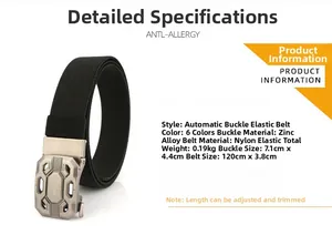 Detail specifications of 3.8cm nylon tactical belt with zinc alloy automatic buckle