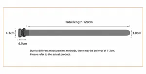Tactical nylon belt dimensions showing 3.8cm width and 120cm total length measurement