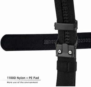 Detail of 1100D nylon tactical belt with PE board reinforcement and quick release buckle