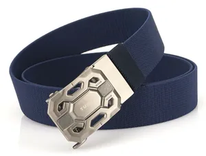 Detail of 3.8cm tactical nylon belt with brushed alloy buckle and engraved TUSHI logo