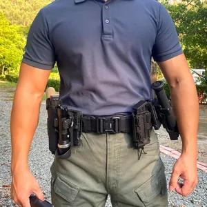 Tactical nylon belt with quick-release alloy buckle and modular gear attachments