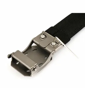 Detail of adjustable zinc alloy automatic buckle with screw mechanism for length resizing