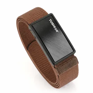 Cinturón de Hombre Con Hebilla Magnética de Liberación Rápida de Nailon Elástico Táctico Para Exterior Casual Trabajo Con Hebilla de Aleación de Zinc