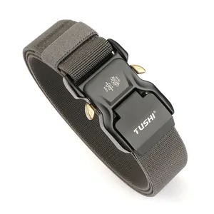 3.8cm tactical nylon elastic belt with quick-release aluminum alloy buckle in grey