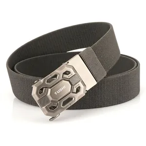 Men Tactical Belt Elastic Nylon Webbing Belt With Automatic Alloy Buckle Military Outdoor Training Work Waistband