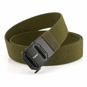 Men Tactical Elastic Nylon Belt With Quick Release Zinc Alloy Automatic Buckle Casual Outdoor Military Style Adjustable Waistband