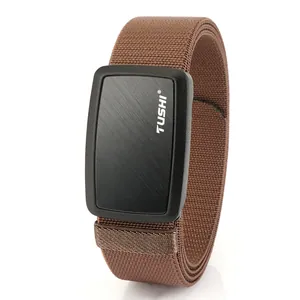 Ανδρική ελαστική πλεκτή ζώνη nylon outdoor με μαύρη μαγνητική μεταλλική αγκράφα