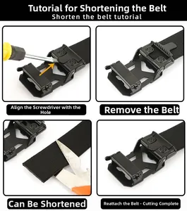 Shorten the belt tutorial showing step-by-step adjustment of the tactical nylon strap
