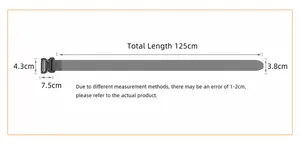 Tactical belt size guide showing 125cm length and 3.8cm width dimensions on white background