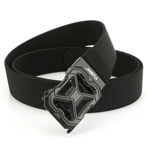 Men Tactical Nylon Belt Elastic Woven Outdoor Sports Belt With Zinc Alloy Automatic Buckle Quick Release Casual Waistband