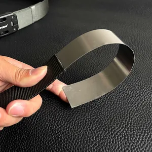 Tactical nylon belt with durable buckle and flexible metal terminal for training