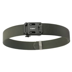 Tactical nylon belt for men with quick-release automatic buckle in olive green color