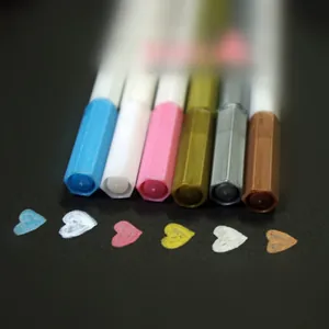 Set of 6 assorted colors metallic glitter markers for drawing and scrapbooking on black paper