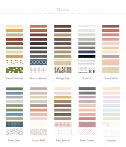 Macro display of assorted washi tape sets in festive, vintage, and grid patterns