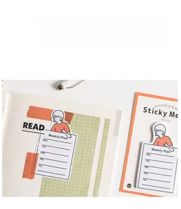 Weekly plan sticky notes with a cute cartoon female character for schedule management
