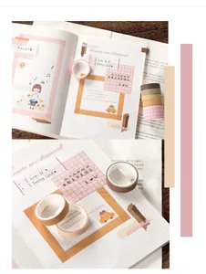 Close-up of sweet dream washi tape set with vintage plaid patterns on scrapbooks