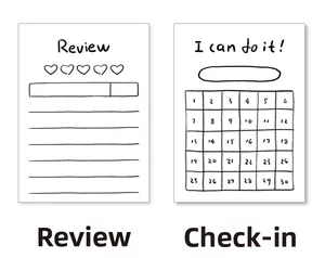 Macro detail of paper habit tracker with a 30-day grid and review rating section