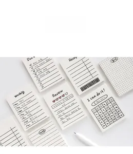 Detailed spread of minimalist weekly planners and note pads with clean grid layouts