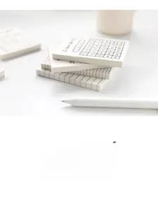 Detail view of memo pads with 31-day habit tracker grid and minimalist lined pages