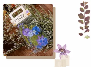 Détail des autocollants PET Flower Celebration avec motifs botaniques violets pour journaux