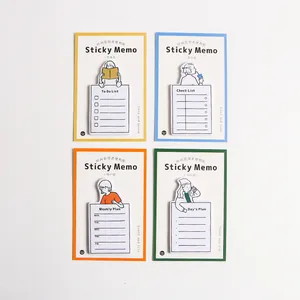 Minimalist time management sticky notes set with cartoon girl illustrations and task planners