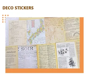 Detail showing vintage decorative scrapbooking papers with map and botanical motifs