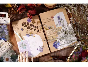 Détails d'autocollants PET de fleurs vintage pour décoration de journaux et scrapbooking